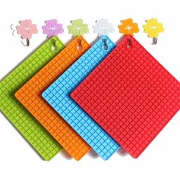 moldberry Multipurpose Square Trivet Mat for Kitchen/Hot Plate Stand (Pack of 4)Multicolor Square Trivet Mat in multi color Trivet image 2