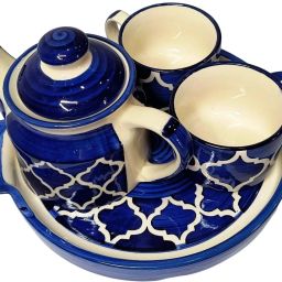 Ceramic handpainted ceramic tea cup with tray and kettle Dinner Set-41