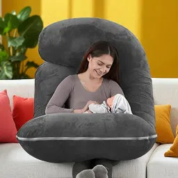 J Shaped Microfibre Solid Pregnancy Pillow Pack of 1-image-59