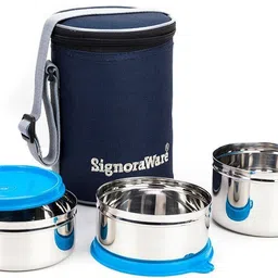 signoraware Executive Stainless Steel Lunch Box Set, Set of 3 3 Containers Lunch Box-picture-48