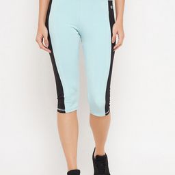 Clovia Women Blue Solid Three Quarter Length Training or Gym Tights-image-68