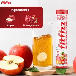 FITFIZZ Apple Cider Vinegar 20 Effervescent Tablets| 500mg ACV with 100mg Pomegranate Extract|ACV Tablets with Mother For Weight Loss, Boost Immunity & Digestion|Sugar Free|Red Apple Flavour Pack of 1 image 2