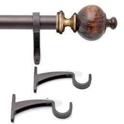deco window Brown Matte 52 Inch expandable to 144 Inch Iron Curtain Rod with Bracket-picture-22