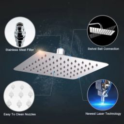 ramya 8x8 Premium Quality Shower Head Without Arm Fixed Mount image 2