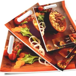 u.p.c. Melamine Rectangular Serving Tray With Food Print, Set of 3 (Small, Medium and Large Size) Ocean Series Tray image 5