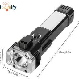 BMT-H66 Rechargeable LED Flashlight with Window Breaker & Seatbelt Cutter 5 hrs Torch Emergency Light-26
