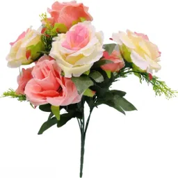 Artificial 7 Head Roses Flower Bunch for Home Office Décor Multicolor Rose Artificial Flower-16