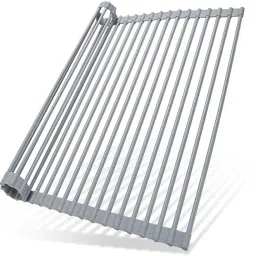 Dish Drainer Kitchen Rack Stainless Steel Roll-Up Dish Rack with Silicone Wrap Steel-image-51