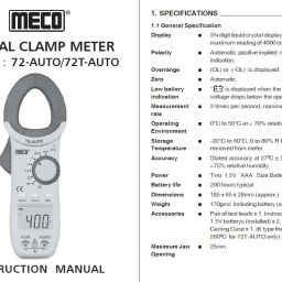 meco instrument 72-Auto-BL 3¾ Digit / 4000 Count 600A AC TRMS Autoranging Digital Clampmeter Digital Multimeter image 3