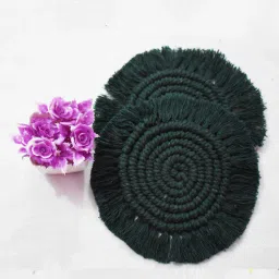 kaahira Premium Handmade Green Macrame (Set of 2) Table Coaster-picture-6