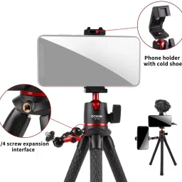 Adofys Flexible Gorillapod Tripod with 360° Rotating Ball Head Tripod for All DSLR Cameras(Max Load 2 kgs) And Mobile Phones With Free Heavy Duty Mobile Holder(Black) Tripod image 2