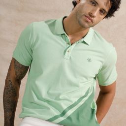 Men Solid Polo Neck Pure Cotton Light Green T-Shirt-image-58