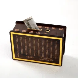 Wooden Piggy Bank with ₹50,000 Saving Chart | Dark Brown Coin & Cash Money Bank Coin Bank-image-8