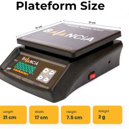 Qozent Balancia 30kg Double Display High Quality Weight Machine For Kitchen/Shop With Power Adapter & 4V Re-Chargeable Battery Weighing Scale (Black) (Platform Size- 170 x 210mm, Dual Display, On Off Memory Function,grocery,kata,taraju,shop,computer electronic vajan kata , tarazu , jewellery , sabzi ,4V Re-Chargeable Battery) # Made in India Weighing Scale image 2