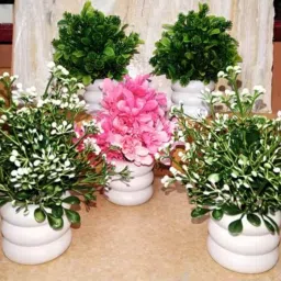 Pink, Green, White Wild Flower Artificial Flowerwith Pot-image-10