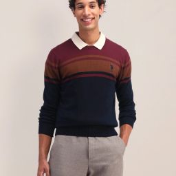 Men Colorblock Crew Neck Multicolor Sweater-image-45