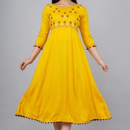 Embroidered Rayon Blend Stitched Straight Gown-image-30