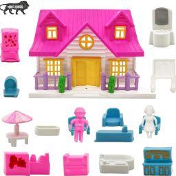 Mini Doll House Set for Girls Kids ,Foldable & Openable Door with Furniture-image-5