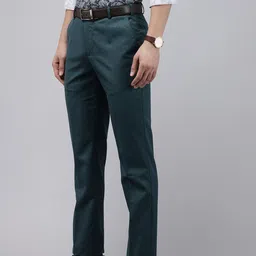 park avenue Men Regular Fit Dark Blue Polyester Trousers-picture-12
