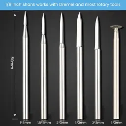 serplex Stainless Steel Carving Drill Bit Detailing Engraving Bits Rotary Carving Bits 6Pcs Carving Bits Detail Carving Bits for Dremel Rotary Tool Engraving Bit Brad Points Set image 5
