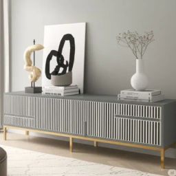 casagold Waterfall Bone Inlay TV Console In Grey Colour-picture-3