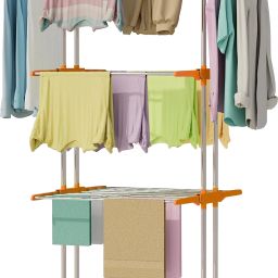 Steel Floor Cloth Dryer Stand Premium Rust Free Material with Wheels-image-42