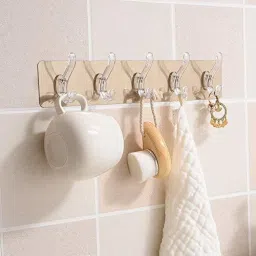 Bathroom Strong Sticky Towel Hanger Hook Clear, Transparent Towel Holder-22