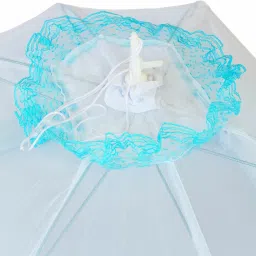 miss & chief Polyester Kids Baby Crib Mosquito Net with Foldable Umbrella Canopy Design, Color: Blue Mosquito Net image 3