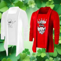 Men Longline Full Sleeve White, Red Shrug-image-36