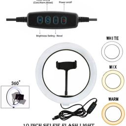 BUFONA Mobile selfie flash 10inch LED USB Beauty Supplementary Selfie Ring Light Lamp Tripod, Monopod, Monopod Kit, Tripod Ball Head, Tripod Bracket, Tripod Clamp, Tripod Kit image 3