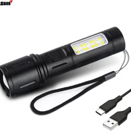 6 Lighting mode Zoom Torch with High-Bright led light Rechargeable SOS blinker 5 hrs Torch Emergency Light-14