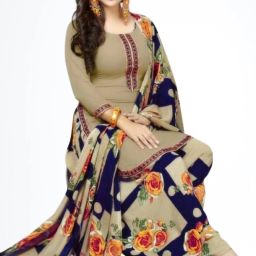 Unstitched Crepe Salwar Suit Material Printed-image-77