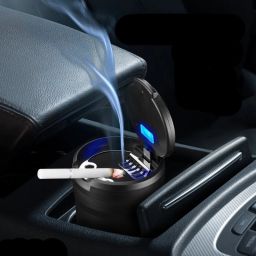Car Ashtray Ceramic Liner Car Ashtray With Lid, Portable Ash Tray Smell Proof Black Stainless Steel Ashtray-image-20