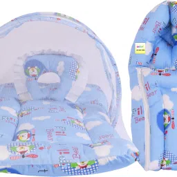 New Born Baby Mosquito Net Bed with Cushioned Pillow And Sleeping Bag-0
