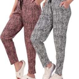 Pack of 2 Women Printed Multicolor Track Pants-image-83