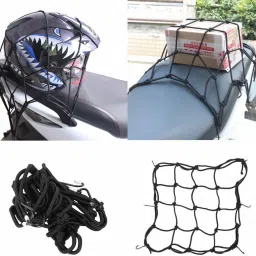 Motorcycle Bike Helmet Holder 6 Hooks Hold Down 30 x 30cm Mesh Net Bag Luggage Cargo Mesh Net For Univesal for all bikes Vehicle Cargo Net-31