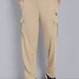 Men Regular Fit Beige Cotton Blend Trousers-image-4