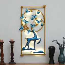 toughcrafts Iron Golden Deer Frame Wall Metal Art-picture-19