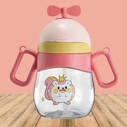 Eco-friendly Baby Water Bottle For Kids With Soft Silicone Straw & Strap -300ml-22