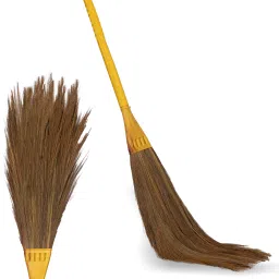 Jumbo Plastic Five Finger Handle Broom Stick Zero Dust Grass Broom Grass Dry Broom-image-80