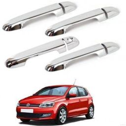 Chrome Door Grab Handle Car Cover/Catch Cover for Polo (Set of 4 Pcs, Silver) Chrome, Glossy Volkswagen Polo Side Garnish-image-74