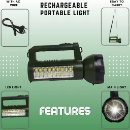 zimork Long Range Search Light 40w Range 1 Km. with Multi-Functional and Blinker Rechargeable Lithium Battery Handheld Kisan & Home Use Torch 8 hrs Torch Emergency Light image 2
