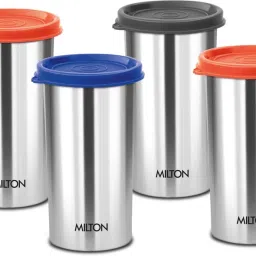 (Pack of 4) Stainless Steel Tumbler with Lid Set, 415 ml Each (Lid Color May Vary) Glass Set Water/Juice Glass-19