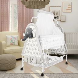 Cradle for kids cradle for baby boy and girl Cradle With Swing & Mosquito Net Bassinet-24