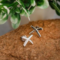 925 Silver Abstract Cross Minimalist Geometric X Mark Stud Earrings for Her Sterling Silver Stud Earring-image-3