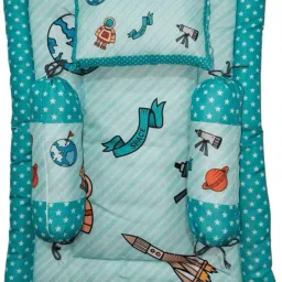 blue rocket star Godadi With 3 Pillows & Rectangle Shape Cartoon Themes Bed Standard Matress-image-36