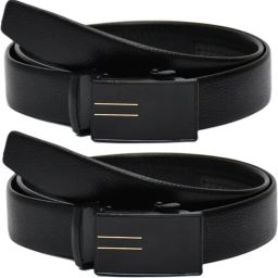 Men Casual Black Artificial Leather Belt-image-14