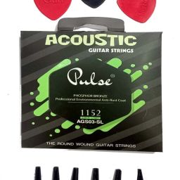 Acoustic PULSE GREEN WITH 3 PICKS BRIDGE PIN 6 Guitar String-image-0