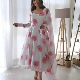 Printed Georgette Stitched Anarkali Gown-16