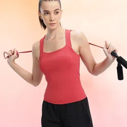 hrx by hrithik roshan Women Solid Scoop Neck Polyester Red T-Shirt-picture-23